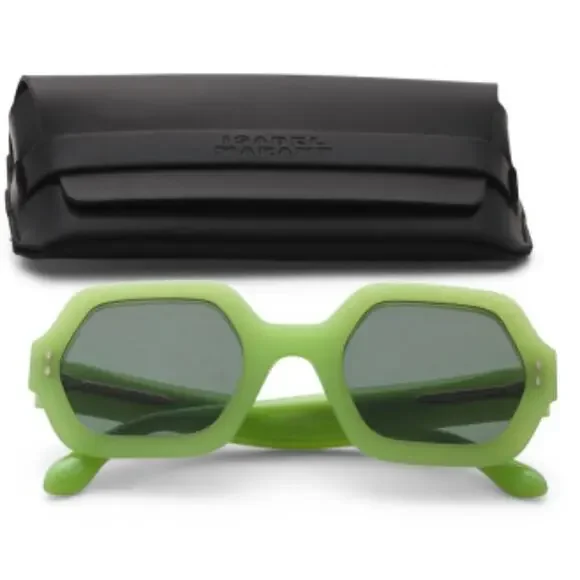 Isabel Marant Lime Green Geometric 52mm Black Lenses Sunglasses Avant Garde Boho - Picture 3 of 3